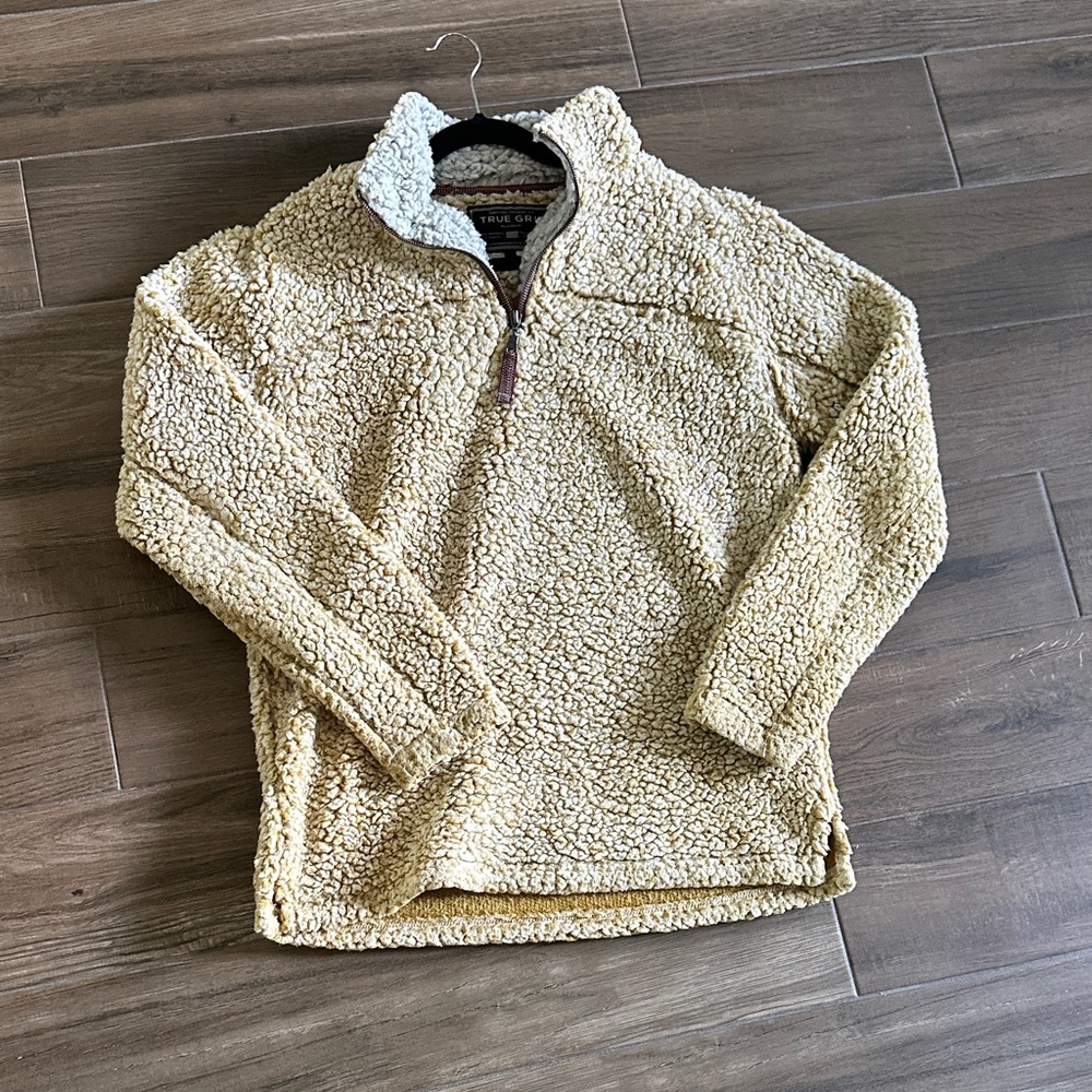True Grit Cream Sherpa Zip-Up Sweater Small